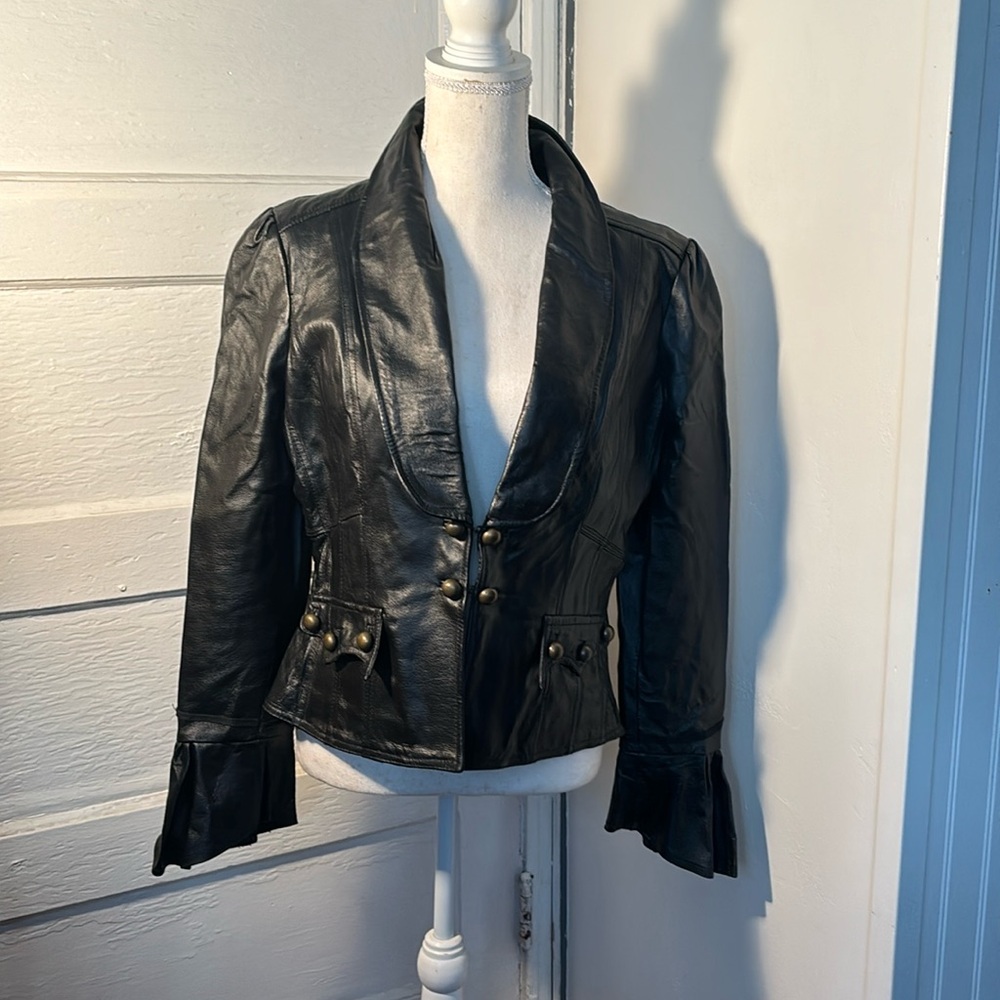 Black Leather Jacket for women. Size 10
